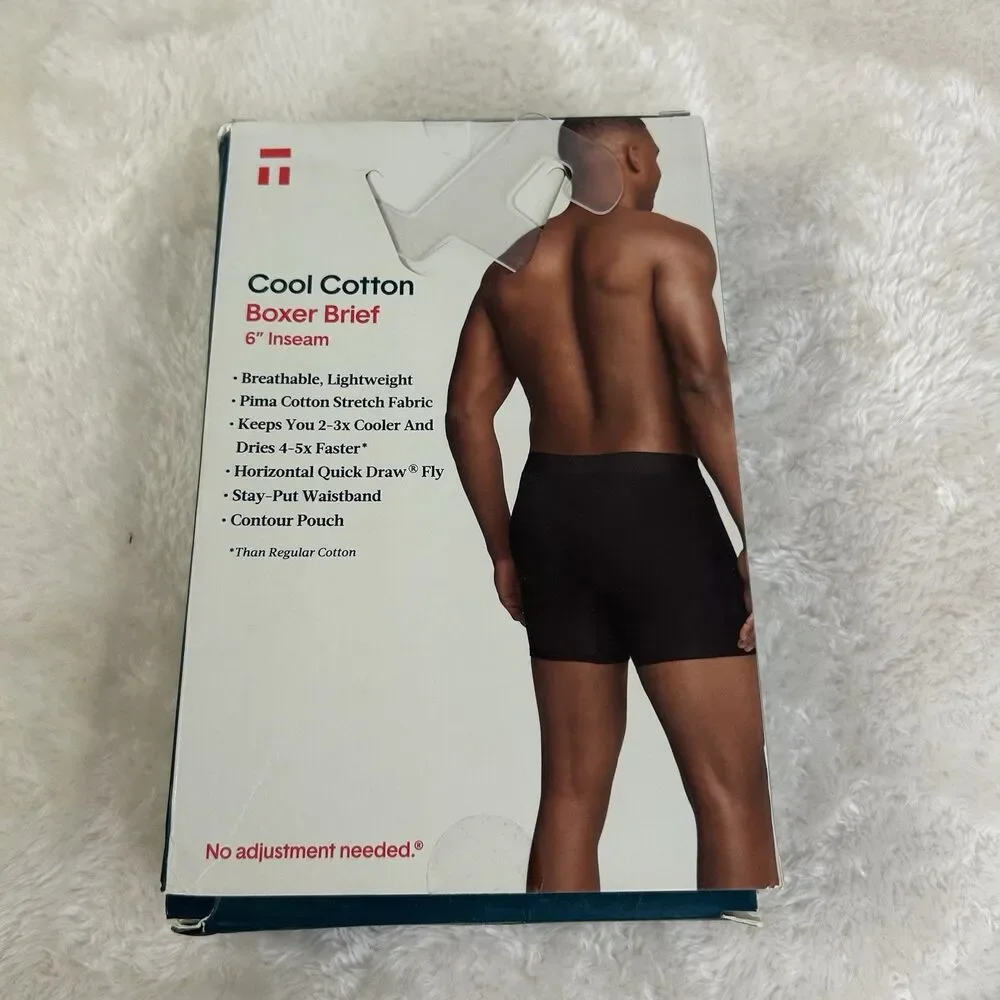 NEW Tommy John Men’s Size Small Cool Cotton Boxer Briefs 6” Inseam - Black
